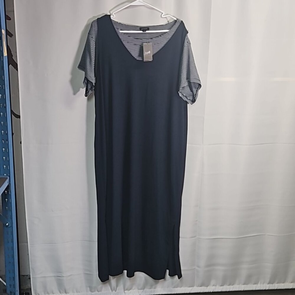 J Jill 2 Piece Navy Blue and White Dress NWT  Sz 2X